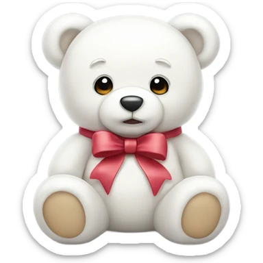 Cute white teddy bear with a bow sticker