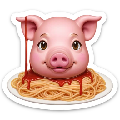 renaissance style pink dripping sauce spaghetti monalisa pig face portrait sticker