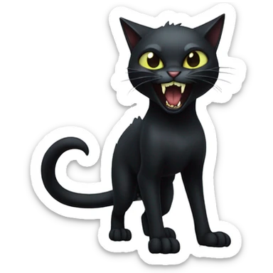 Black vampiric Cat-Fakémon with big fangs full body sticker