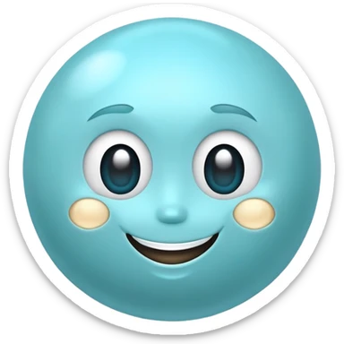 Uranus planet with pale blue surface, rings, and a cute smiling face sticker