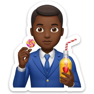 Sexy black man hold a bottle and a lollipop sticker