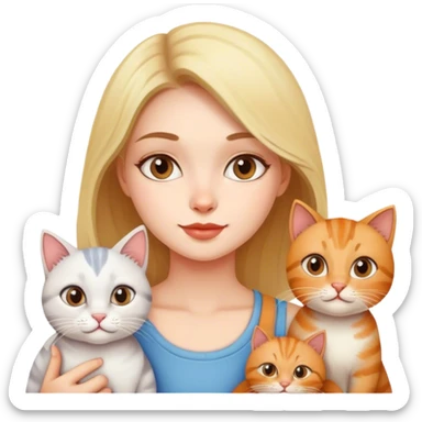  a beautiful girl with 3 cats  sticker