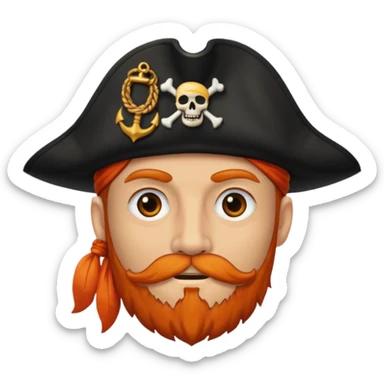 Pirata con un parche grande y negro sobre el ojo y con barba anaranjado sticker