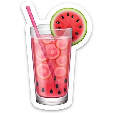pink lemonade in glass with slice of watermelon on rim sticker