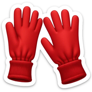 A pair of red wool gloves, cozy and soft, with ribbed cuffs sticker