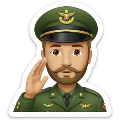 militar de boina dando continencia verde com barba sticker