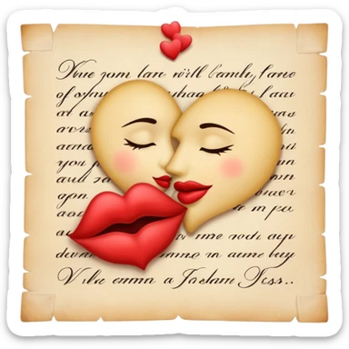 handwritten note with a kiss elegant sticker