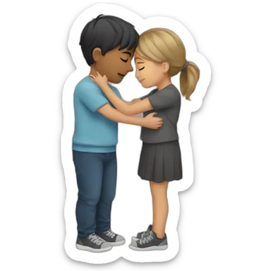  boy and girl kissing and huging sticker
