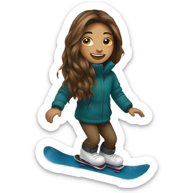 Long brown hair girl snowboarding sticker