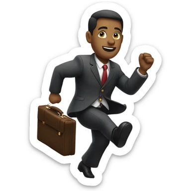 man running with briefcase sticker