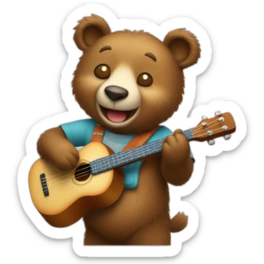 Happy bear playing ukelele sticker