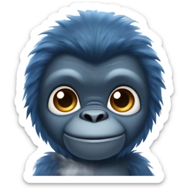 Create an emoji of a cute stuffed gorilla that has dark blue fur and light blue skin sticker