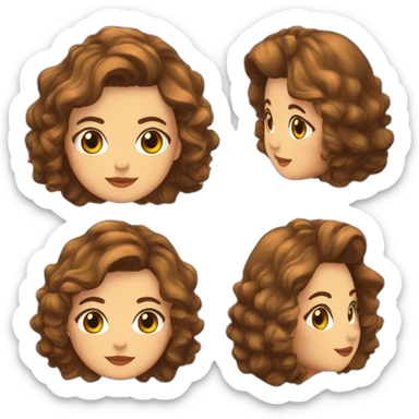 Chica de piel clara, guapa, cabello color castaño corto y ondulado, ojos marrones  sticker