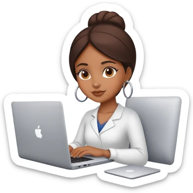 beautiful brown girl working on laptop sticker