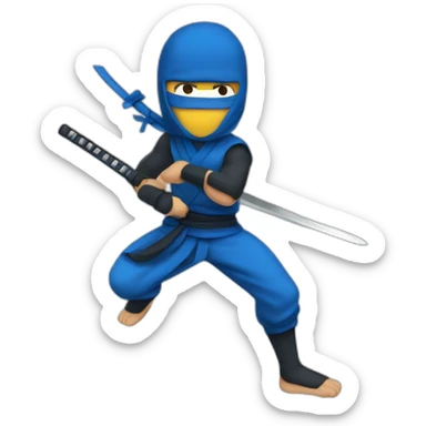 ninja,barefoot,blue-sleeveless-outfit,blue-ninja-mask,running,slashing-sword sticker