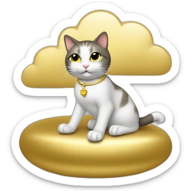 cat secretary sitting on top of the gold cloud sticker