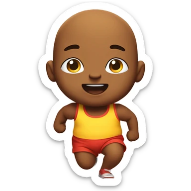 Cute happy emoji with face with cute chubby baby legs. Running to me Bart  sticker