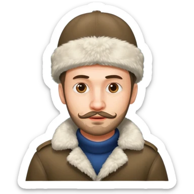 crazy russian man with ushanka sticker