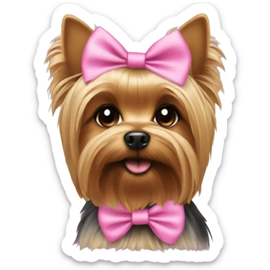 yorkie dog with pink bow sticker