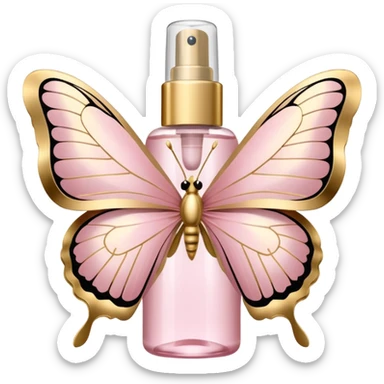 Light pink body mist bottle with gold butterflies  sticker