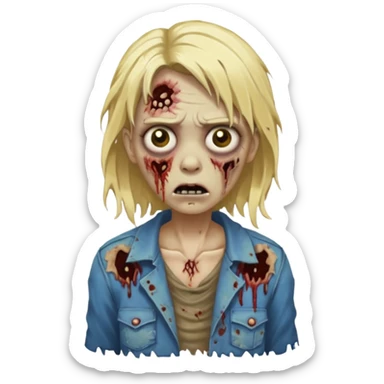a blonde zombie with medium hair  sticker