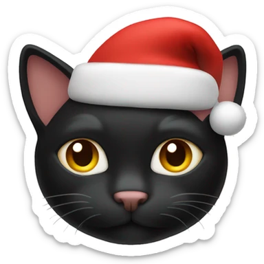 Black cat with Xmas hat sticker