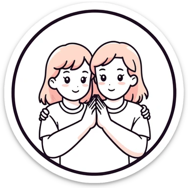 Hands crossed holding a girl  sticker