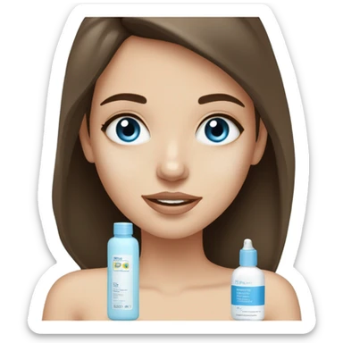 white freackles skin of a brunett blue eyed girl using skin care products  sticker