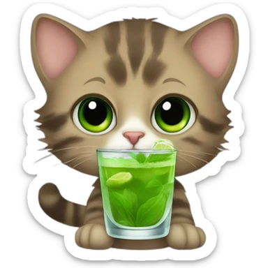 baby sherlock holmes cat drinking mojito sticker