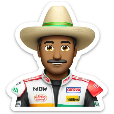 formula one driver in mexican hat sticker