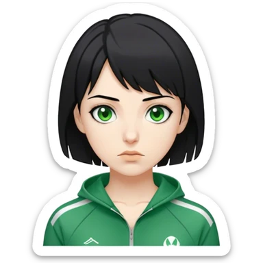 Kang Sae-byeok, Age: Early 20s
Appearance: A thin, pale woman with short, choppy black hair and deep, intense eyes.
Outfit: Green player tracksuit sticker