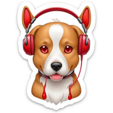 Собака в наушниках и красной жидкост sticker