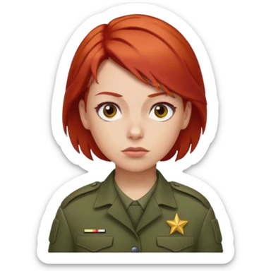 woman soldier with red hair clip sticker