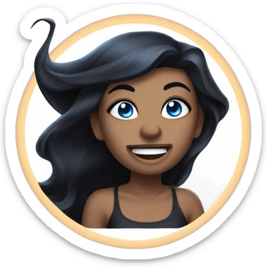 witch with black hair, blue eyes, and facial tattoos smiling ominously sticker