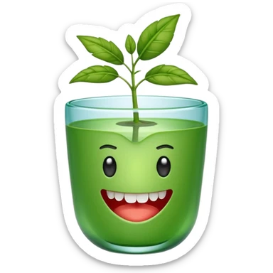 Vaso de vidro com uma planta carnívora de boca aberta sticker