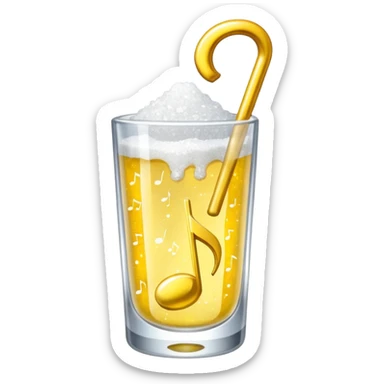 salt in the glass, sparkle icon(yellow), and music note in a row sticker