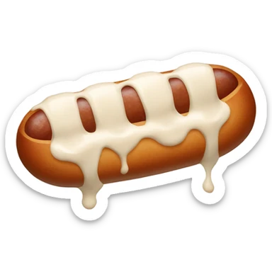 A sausage with white stuff on it sticker