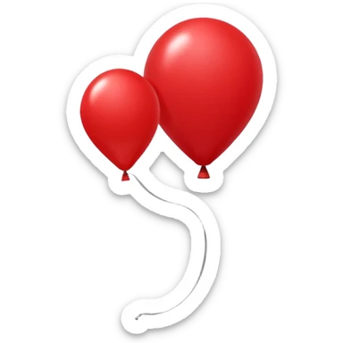 red baloon attached to red long skinny baloon  sticker