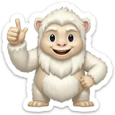 yeti, full body, full fur, thumbs up, smiling, winking sticker