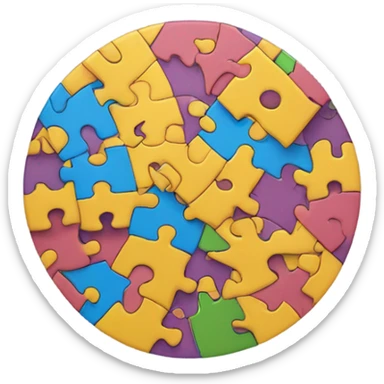 Matching puzzle pieces  that become part of a circle sticker