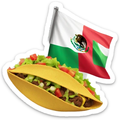 Taco holding Mexican flag sticker