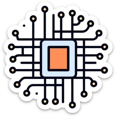 Artificial intelligence microchip with neural network connections sticker