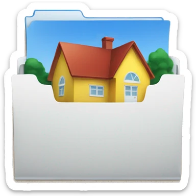 a folder of documents with a picture of a house on it sticker