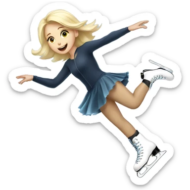 Blonde girl falling ice skating sticker