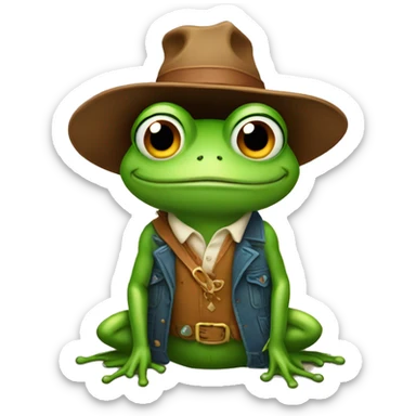 Frog with 🤠 and 😇 sticker
