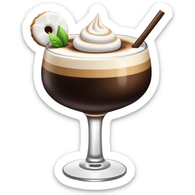 espresso martini cocktail with a marshmallow on top sticker