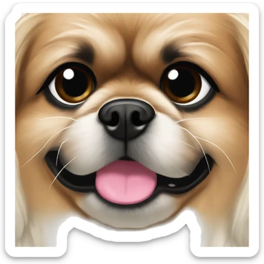 Brown and white Pekingese with black around his eyes sticker