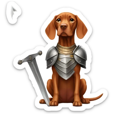 Vizsla wearing armor with sword  sticker
