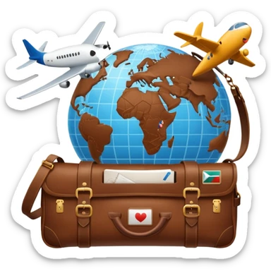 TRAVEL , travel bag , pass board, plane, glob sticker