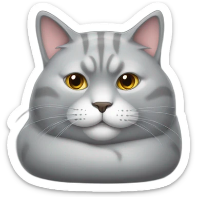 lazy fat grey cat sticker